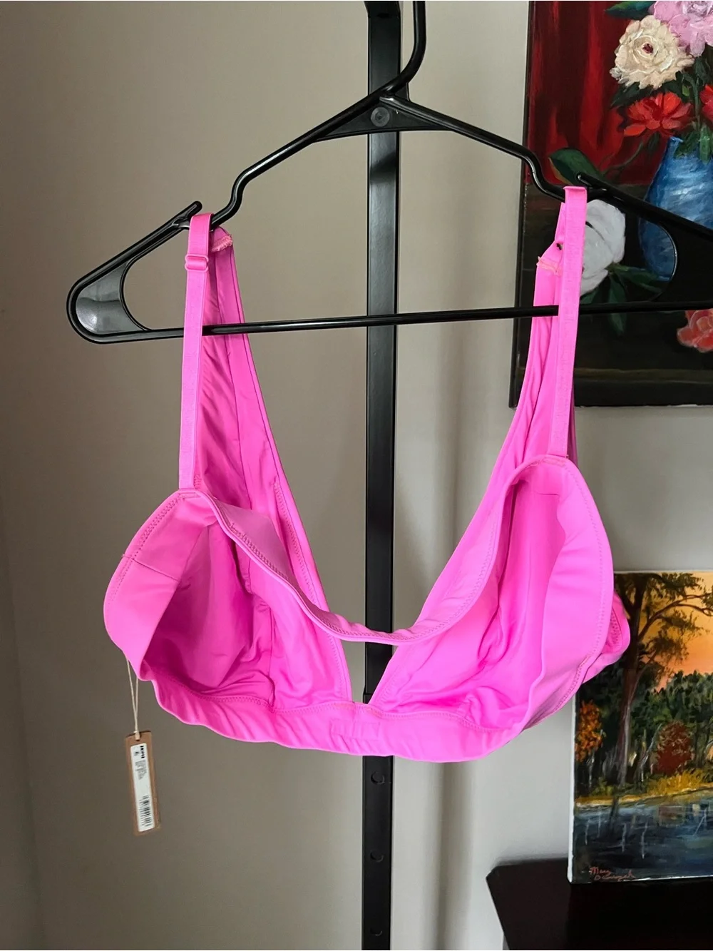 Skims plunge bikini top neon orchid Hot Pink V-Neck
